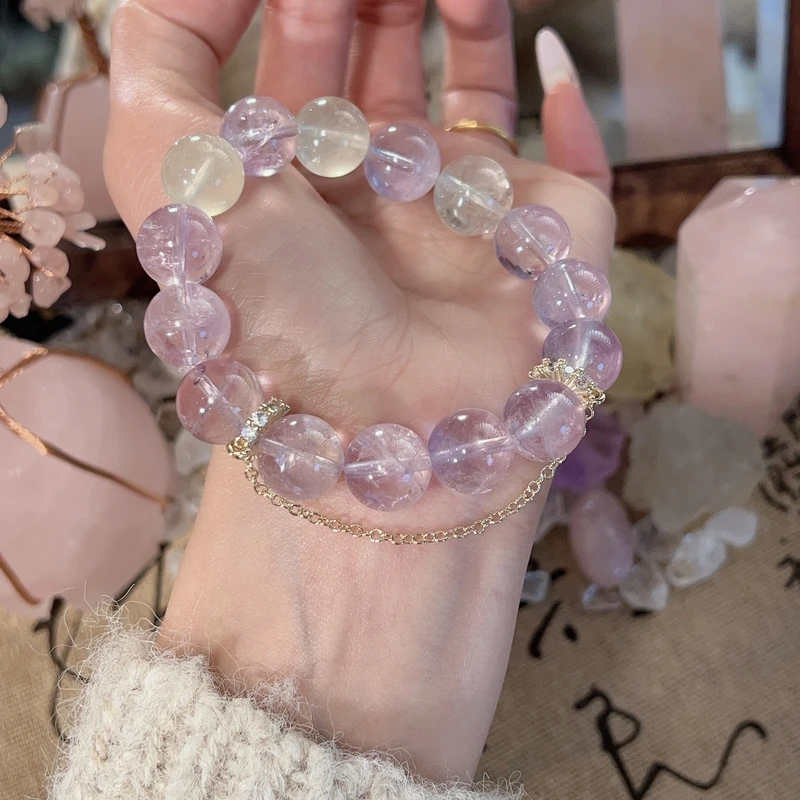 【时来运转】12m紫水晶+黄水晶手串原创设计天然水晶Y46