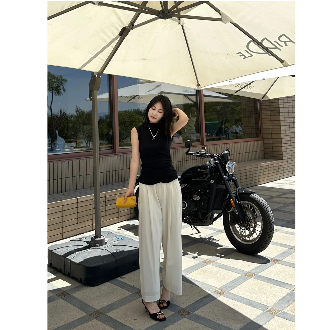 F3837设计感气质无袖显瘦T恤上衣25SSY211