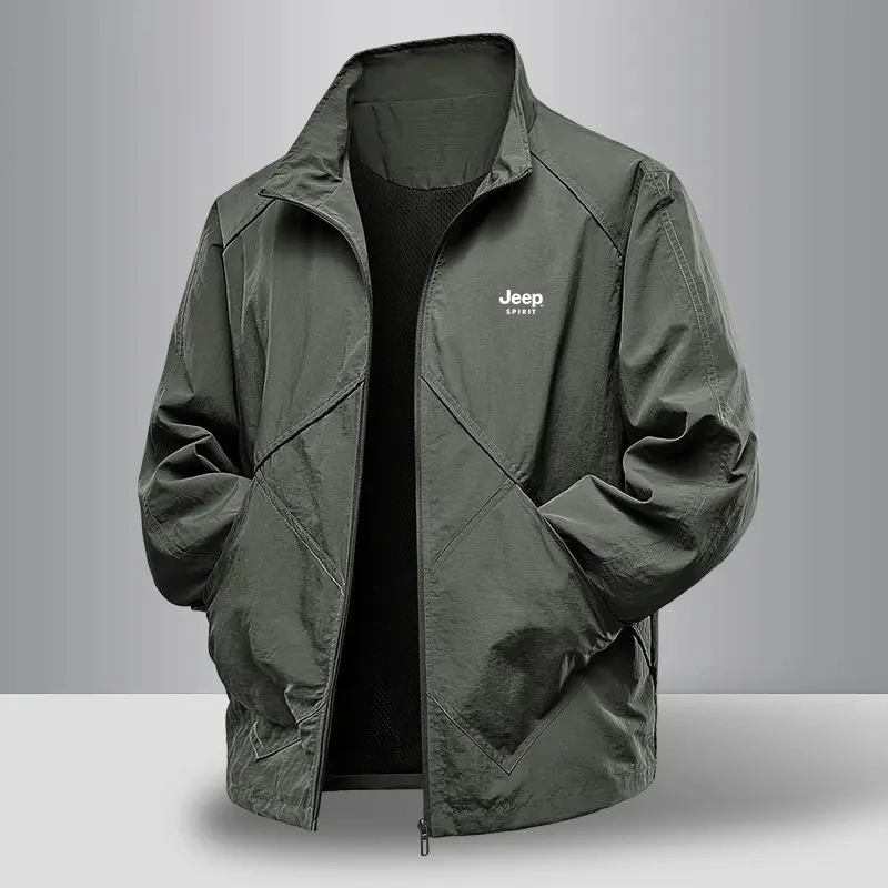 JEEP吉普新款潮牌商务休闲立领夹克男款春秋季薄款百搭高档男外套