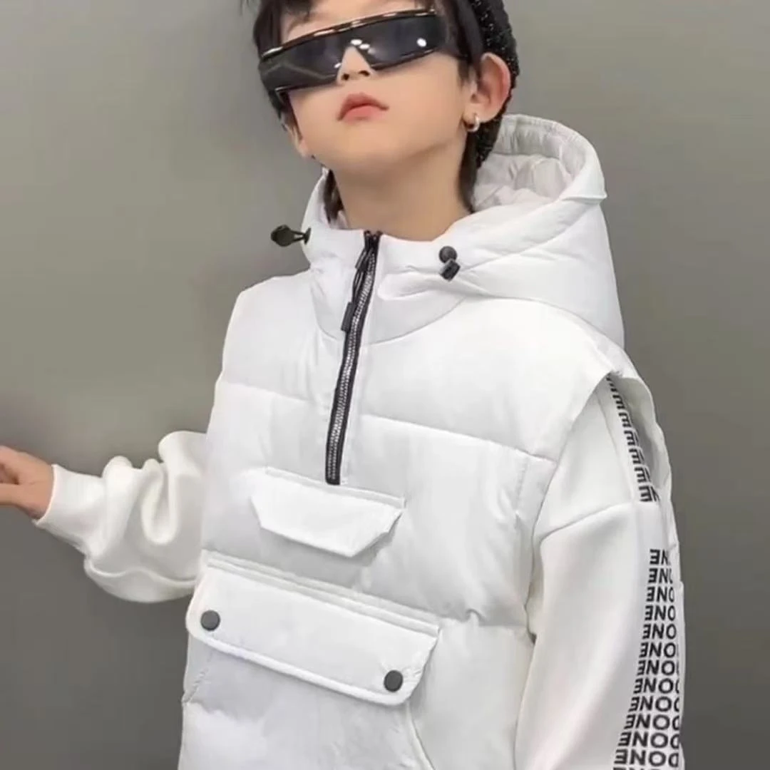 白若希潮童9033原创设计冬季儿童时尚外套加绒