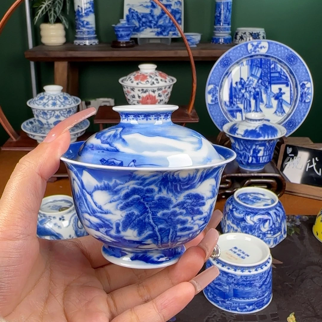 杯仪贤堂。雪景盖碗