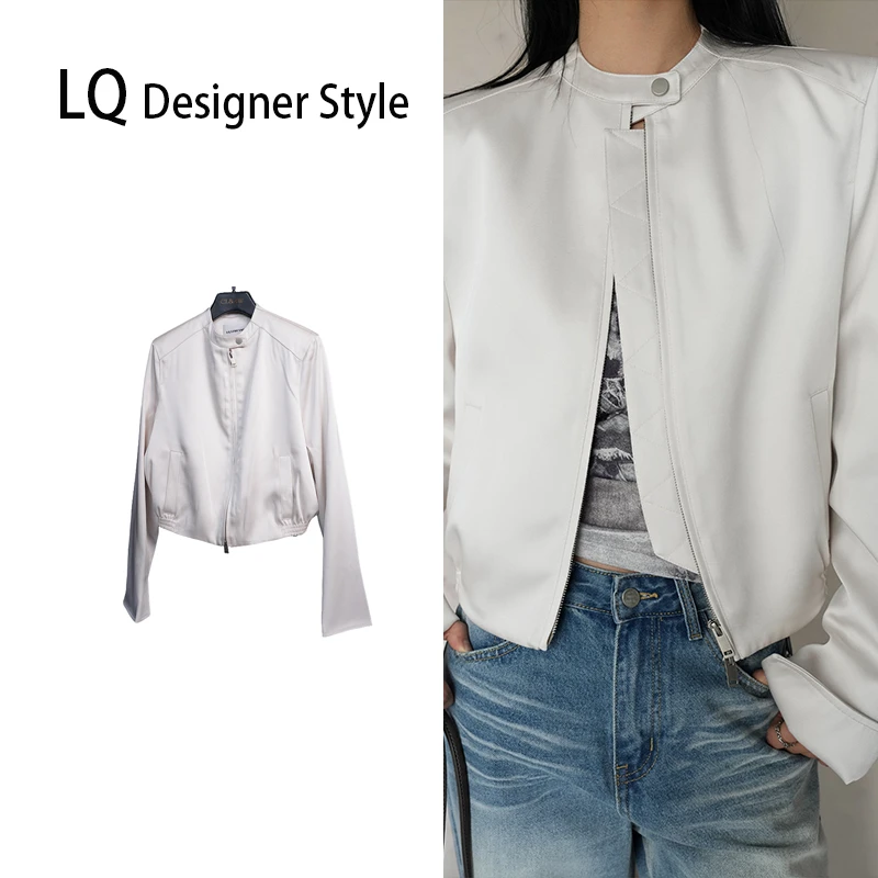 【清 不退差价】设计师款高定圆领扣款净版短外套01017