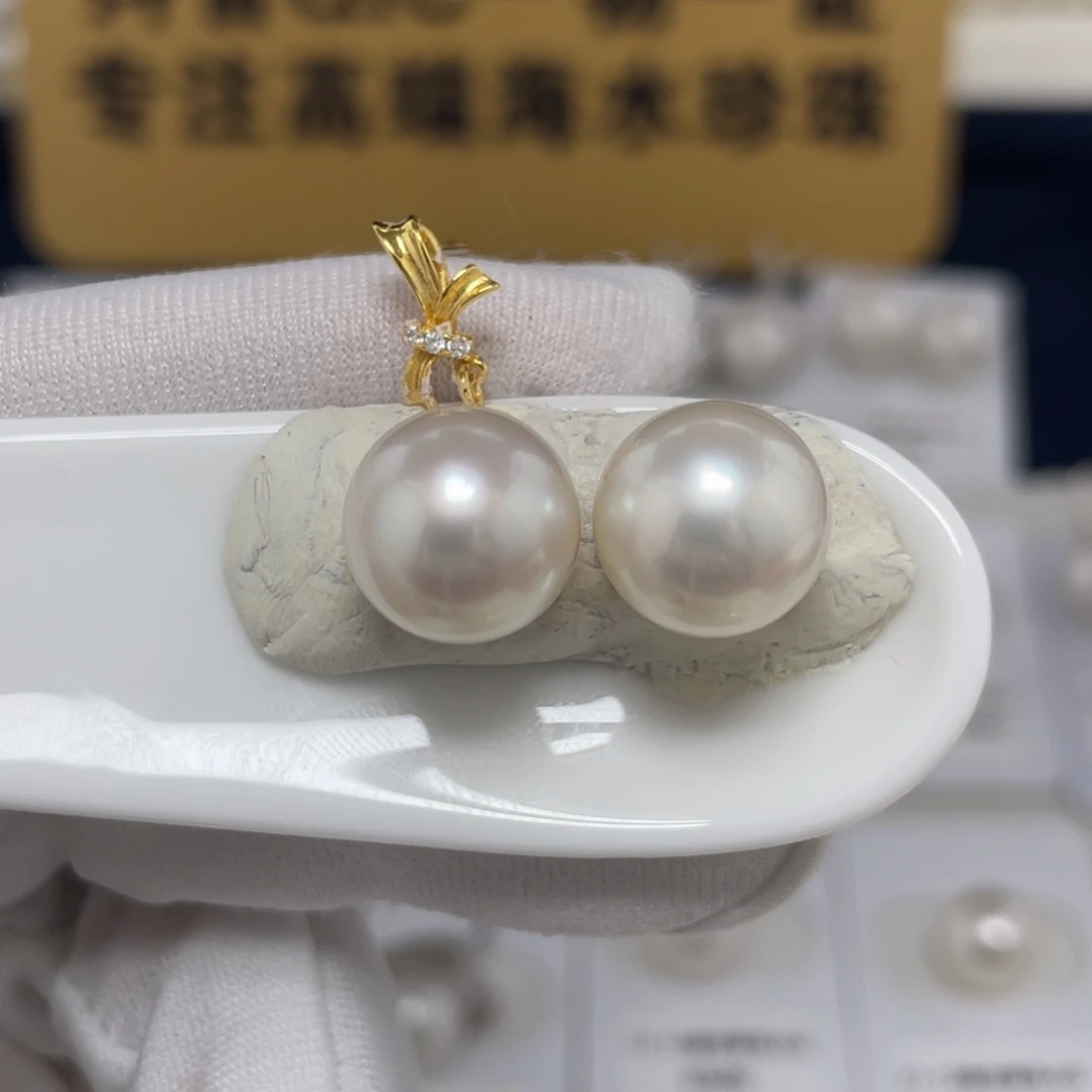 海水珍珠澳白对珠11-12未镶嵌