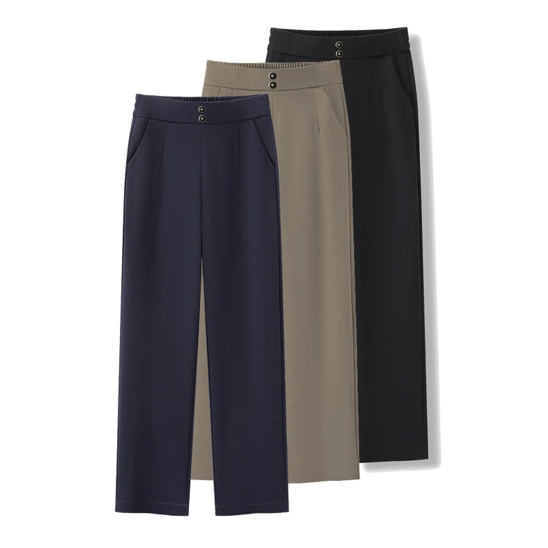 百搭弹力垂感直筒裤女2025秋季新款显瘦休闲黑色窄版阔腿裤时尚