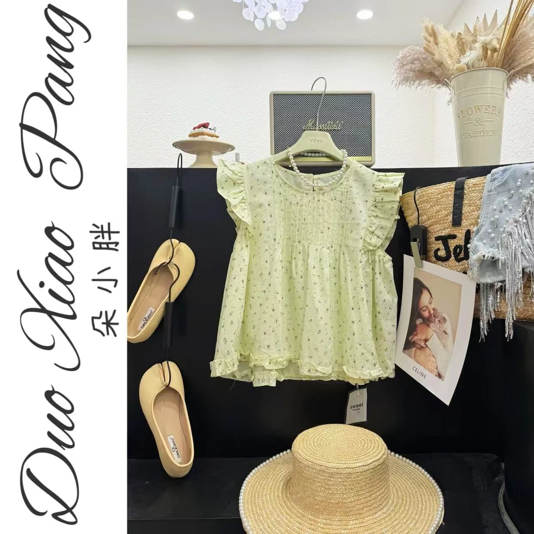 大码娃娃衫女上衣夏季短袖衬衫宽松遮肚子洋气小衫99705