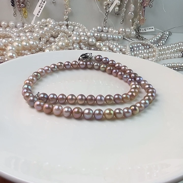 未镶嵌颈饰淡水珍珠6-7mm香芋紫怪色珠