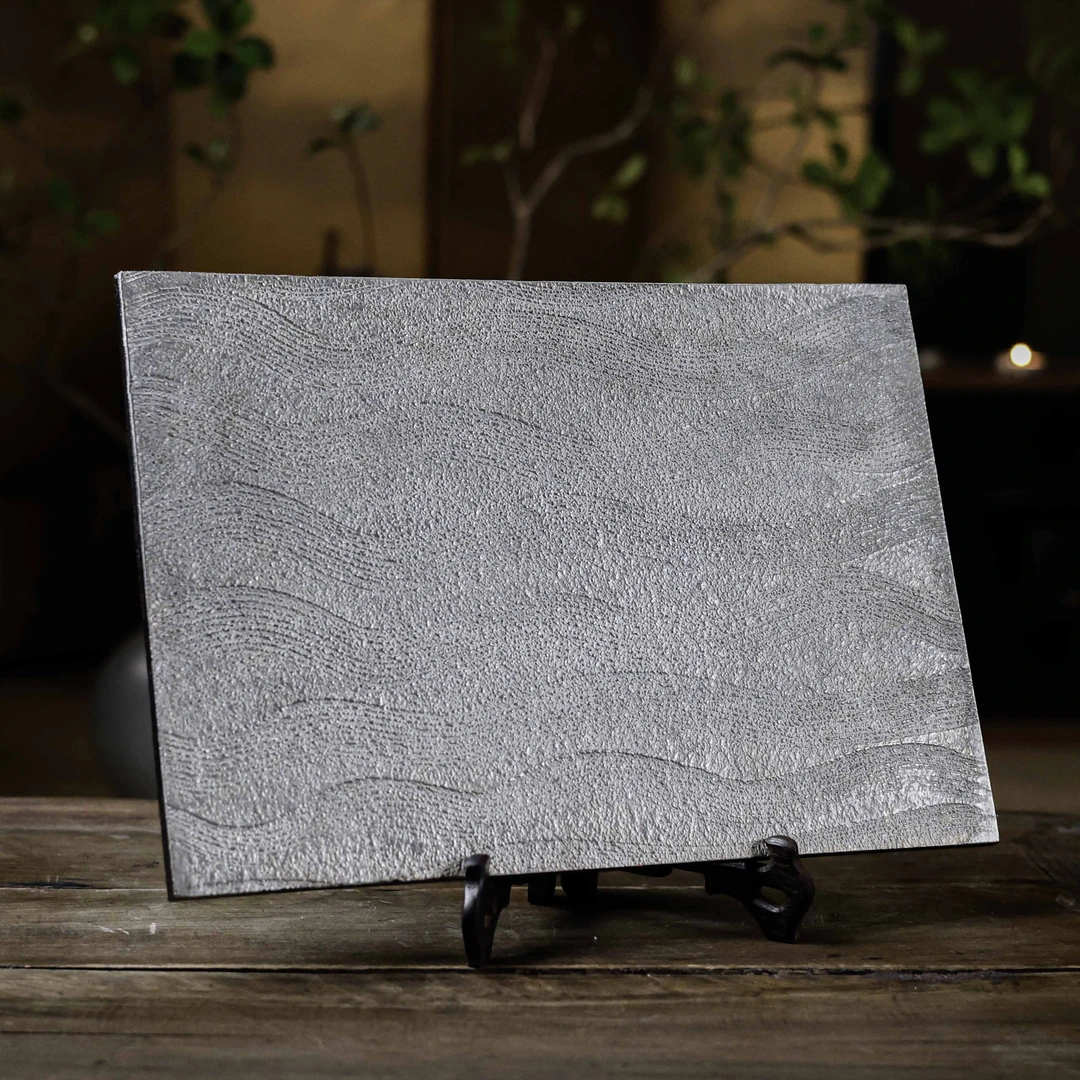 【小田甄陶】倾川-海浪长方盘-33.7*23.7*0.6cm（Q6913）