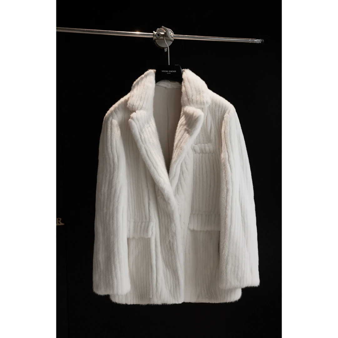 DRUNKCORNER 微阔水貂毛西服领外套百搭时尚轻奢气质