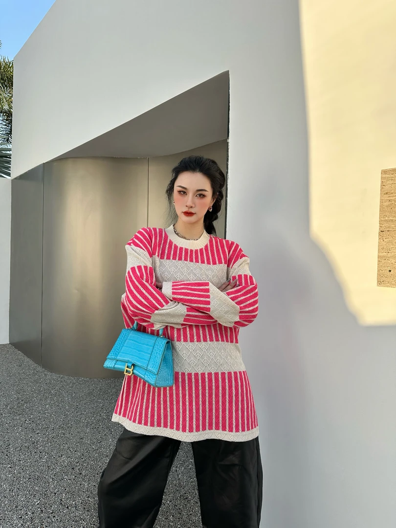 GGAHOLIDAY美式运动休闲宽松复古潮流拼接撞色 长袖T恤 151158