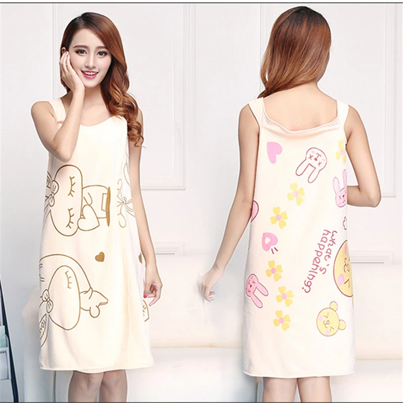 可穿浴巾成人女裹抹胸浴裙比纯棉吸水浴衣性感可爱吊带浴袍汗蒸H