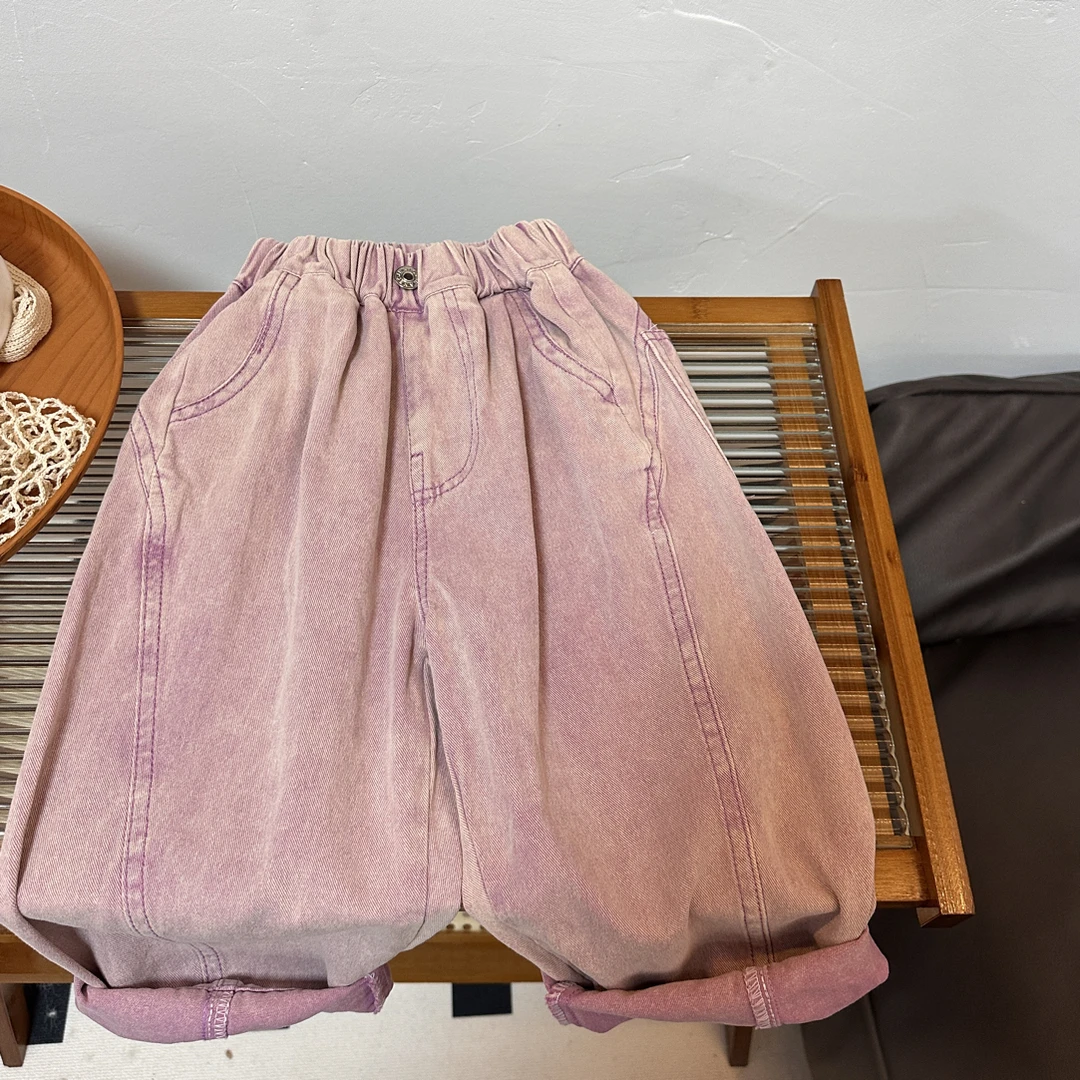 4853男女童潮流洋气休闲百搭春秋季后兜大口袋牛仔裤