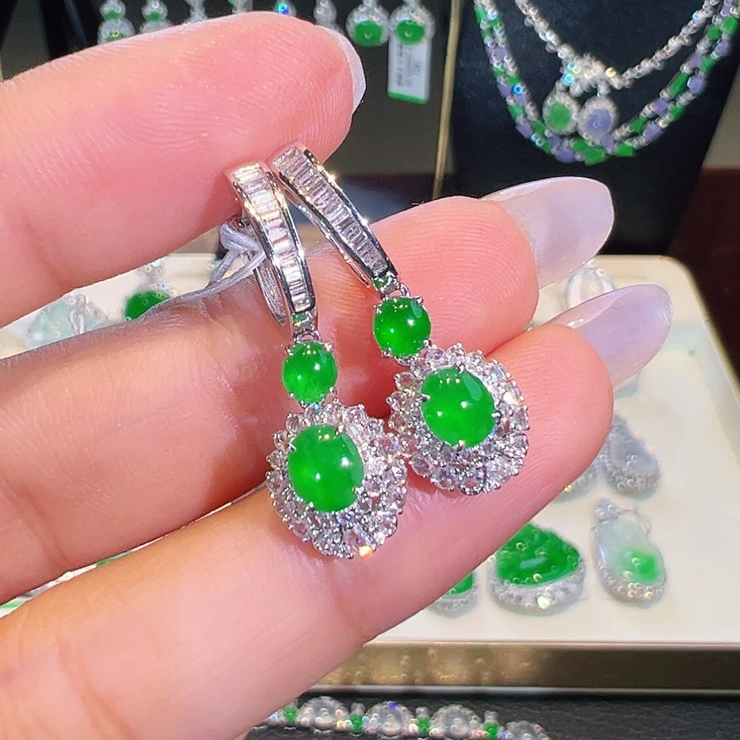 翡翠18K金镶嵌耳饰