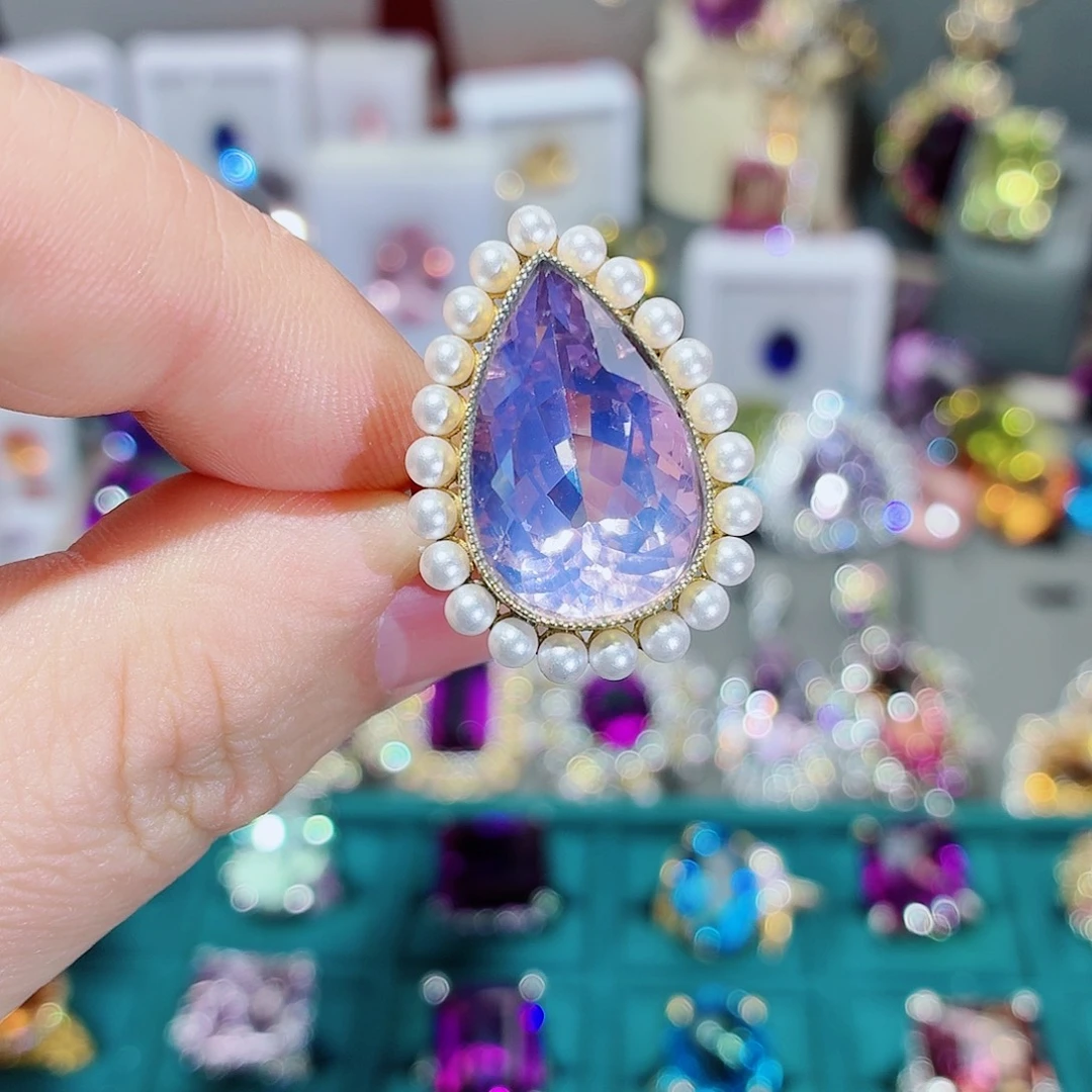 银S925镶嵌戒指水晶