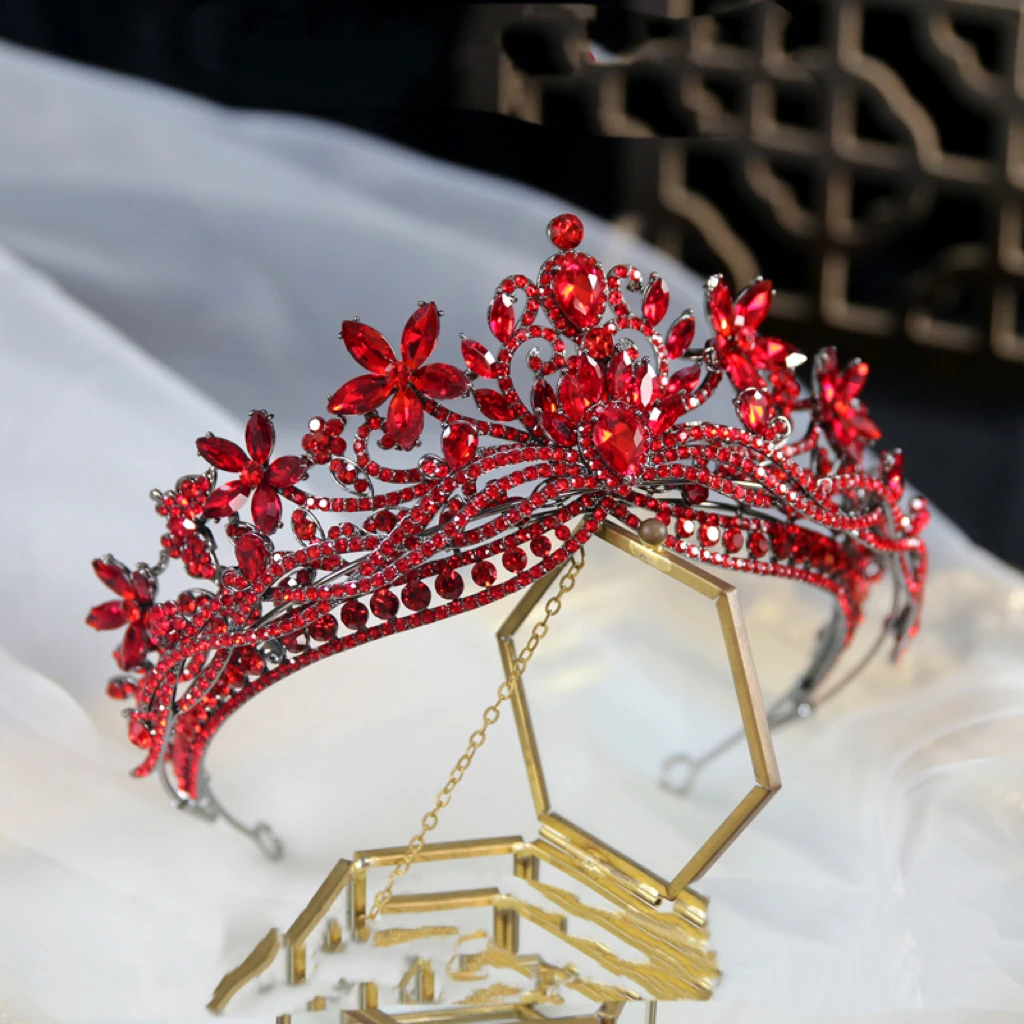 A0136红色皇冠新娘婚嫁头饰