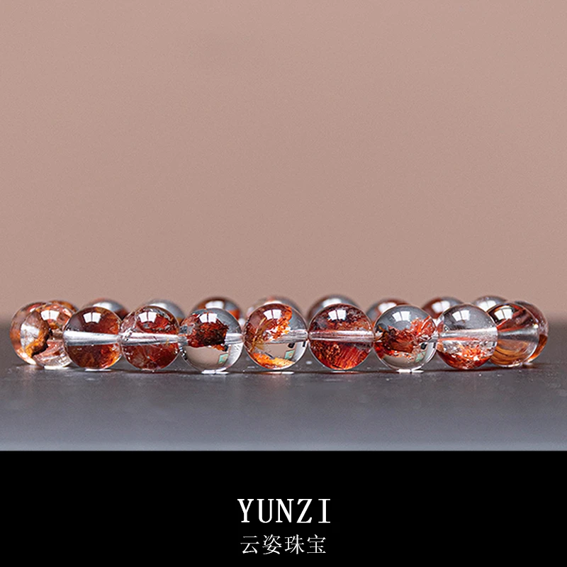 天然收藏级晚霞色枫叶红胶花水晶手串 尺寸可选 产品多样性发一