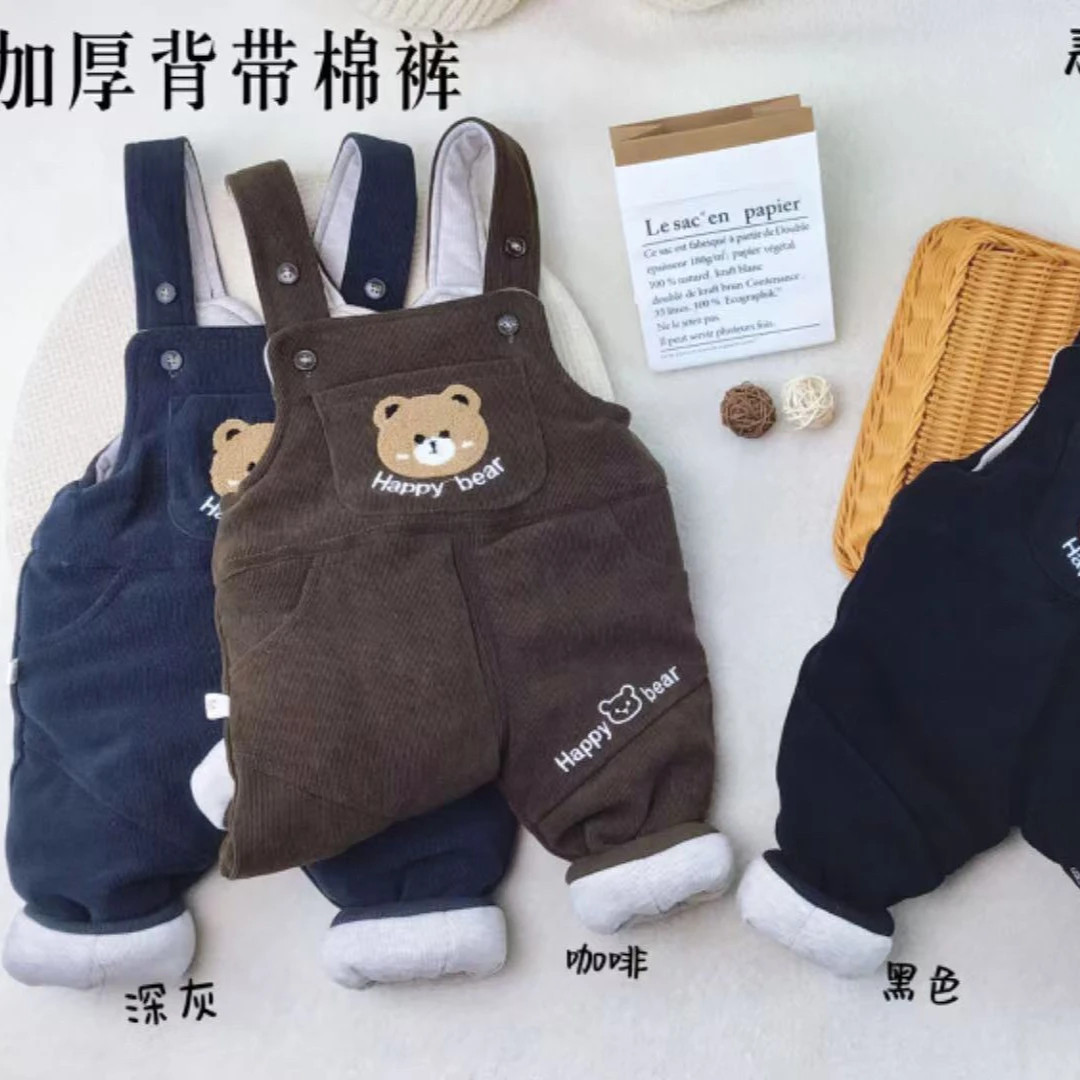 400克背带裤0-3岁冬季加厚外穿夹棉可开档宝宝棉裤9360宝宝秋冬
