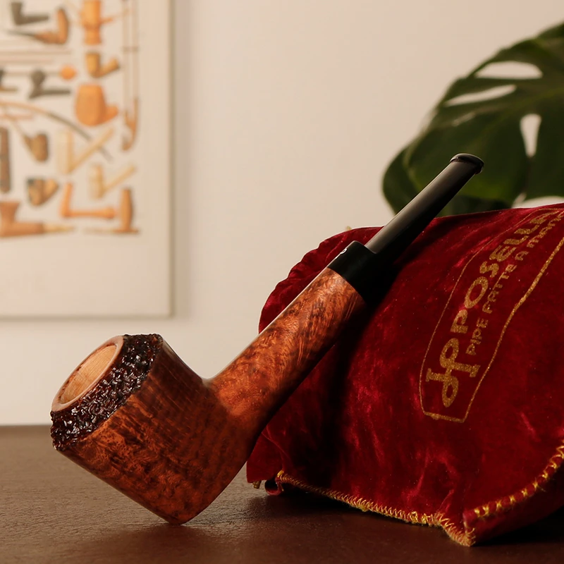 意大利波塞拉 DP Posella 半雕刻都柏林小直斗 SR 手工石楠木烟斗