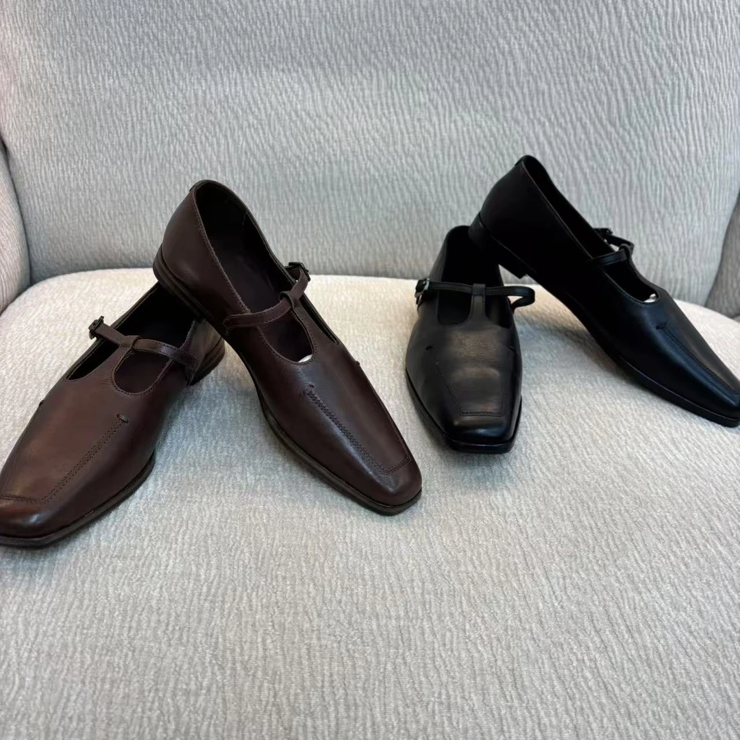 【特价】CXZ4118 国内客人订单 双色复古方头手工皮鞋单鞋一脚蹬