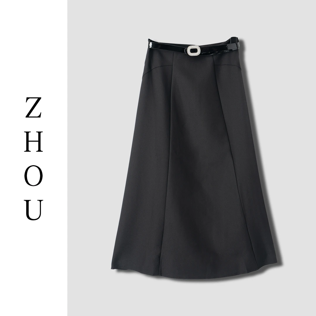 黑色高级感百搭气质半身裙-20140