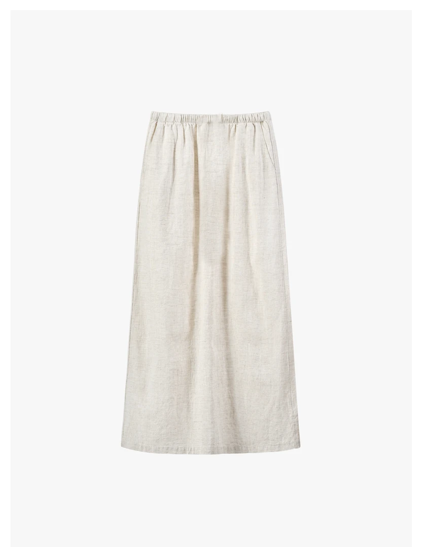 喜柿-【夏日半身裙】】韩版简约百搭高级感天丝亚麻开叉半身裙#8766