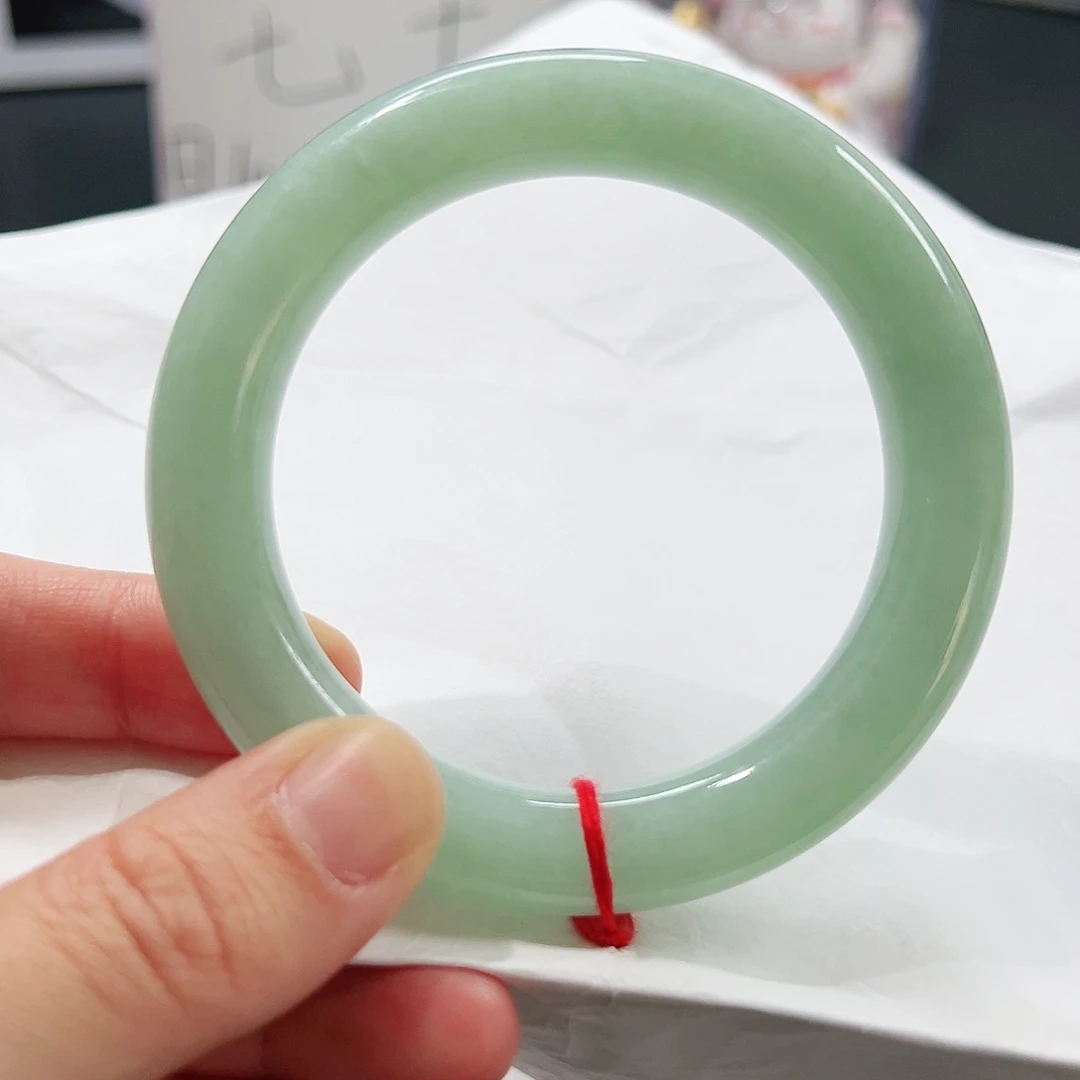 翡翠未镶嵌手镯天然翡翠A货 56果绿大胖圆