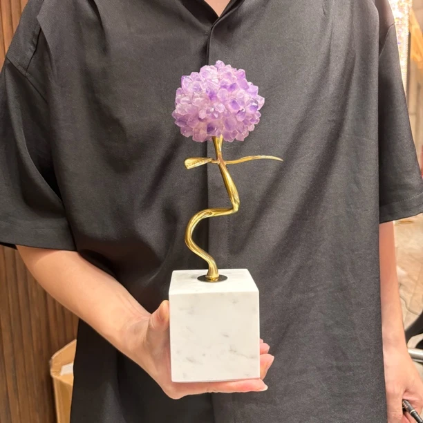 【本尼家】AP639 装饰黄铜水晶摆件 8*12*30cm