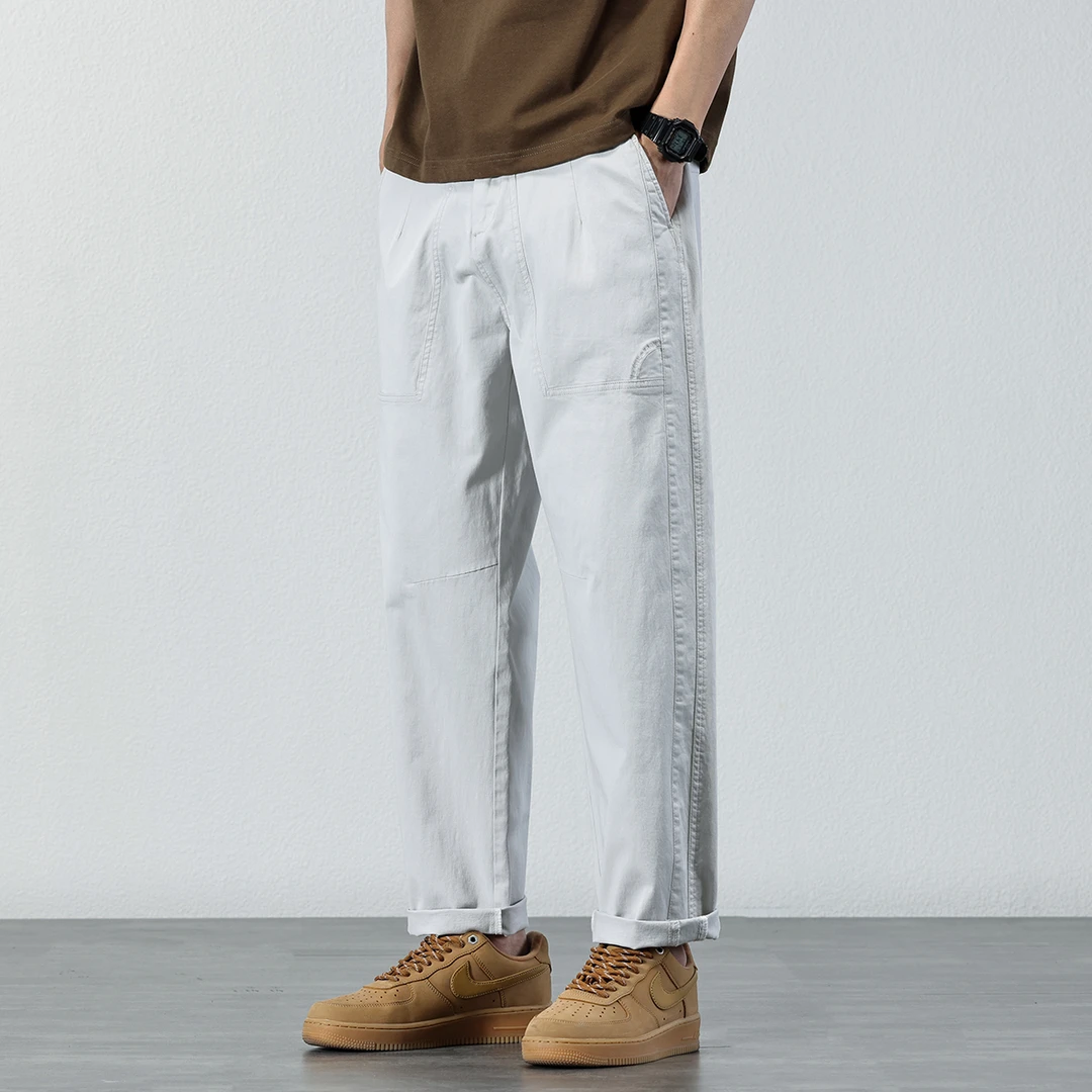 微锥百搭休闲裤男款2025春夏季新款拼接长裤男士潮牌百搭直筒男裤