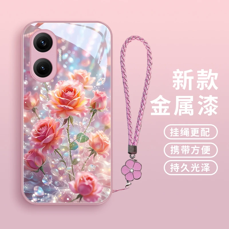 星钻闪闪适用红米Turbo4pro手机壳红米Turbo4玻璃防摔女款个性挂