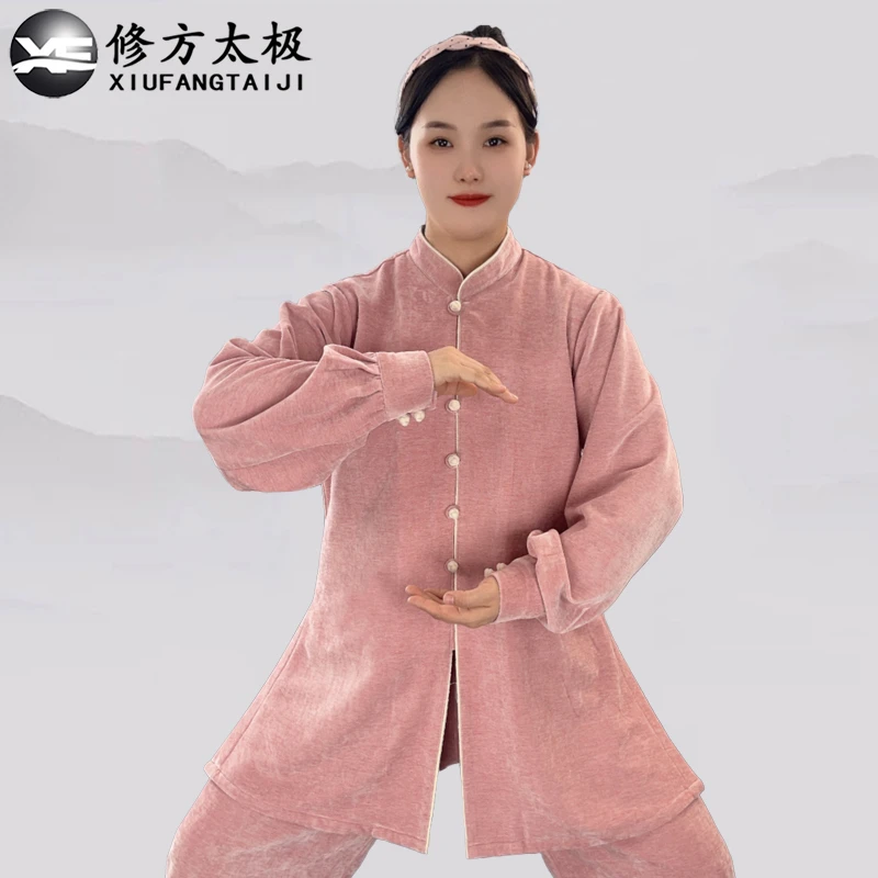 秋冬加厚太极服女（双面真丝绒）保暖舒适八段锦表演服太极拳练功服