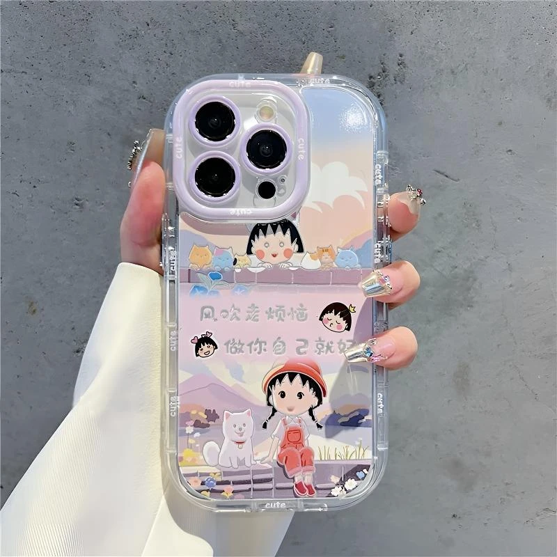 卡通小丸子适用iPhone16透明5手机壳14苹果13硅胶12/11全包xs软套