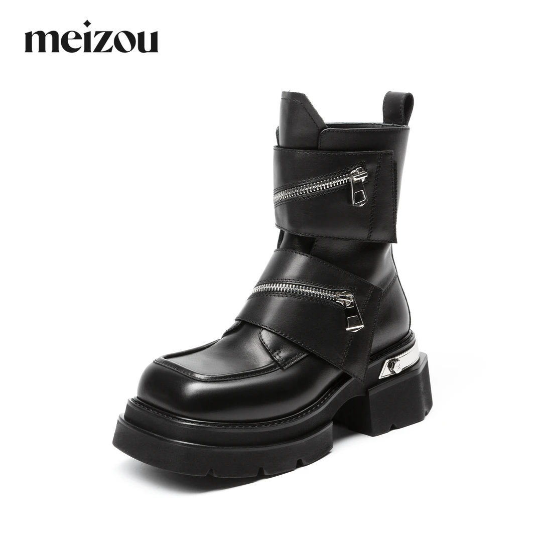 现货A4｜真皮羊里垫潮酷女靴｜半码拍小｜731-01