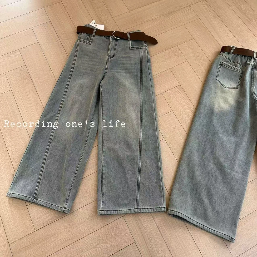 【WJ大码】冬款 玉 30075 加绒大甩腿牛仔裤（3-6）