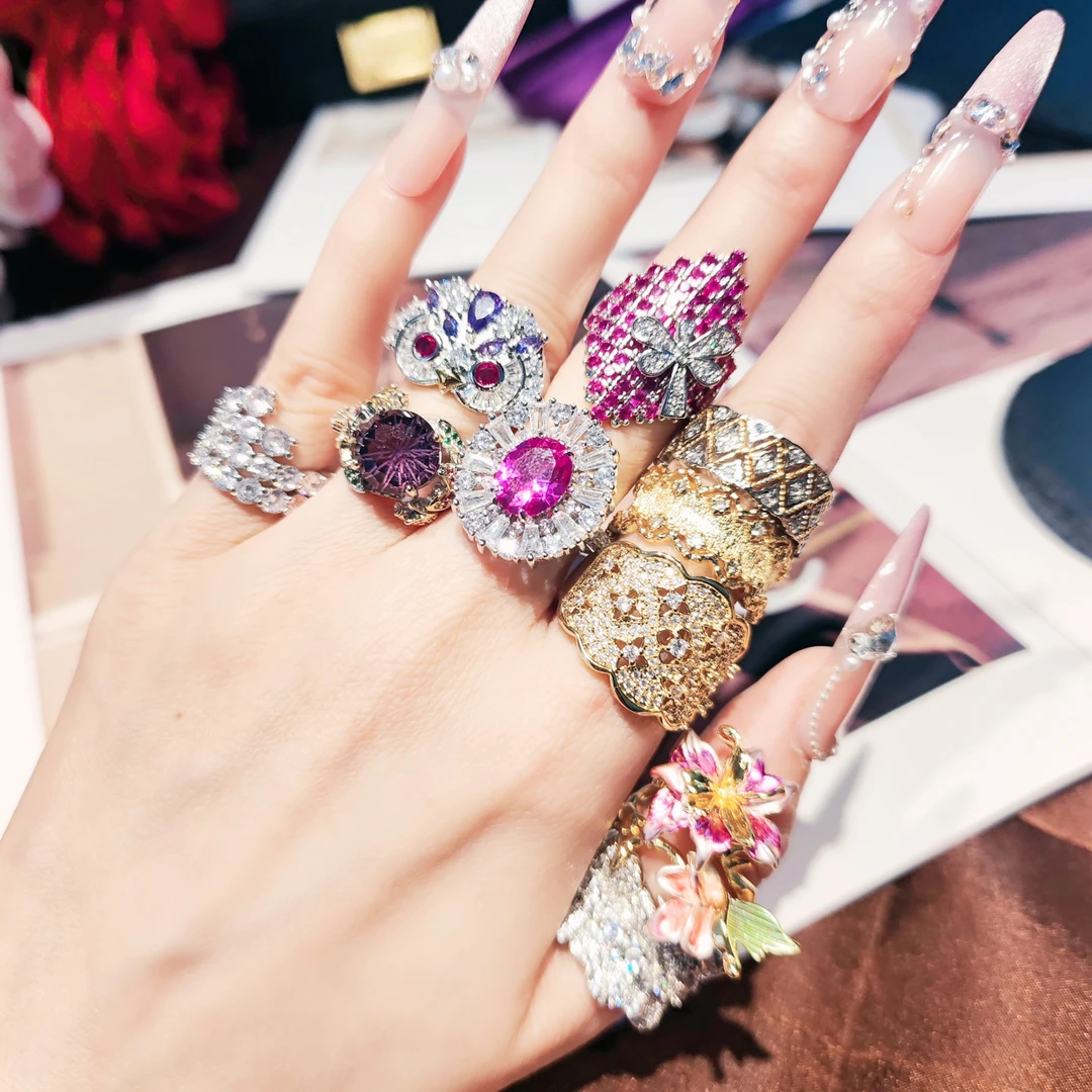 铜合金合成锆石戒指 G208-戒指今日孤品