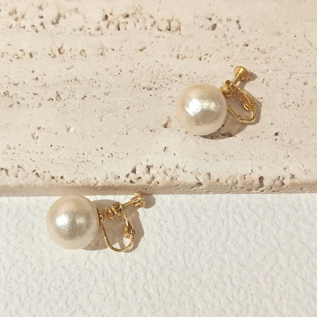 合金耳饰 甜可饰品   时尚复古百搭经典珠珠螺旋夹耳夹