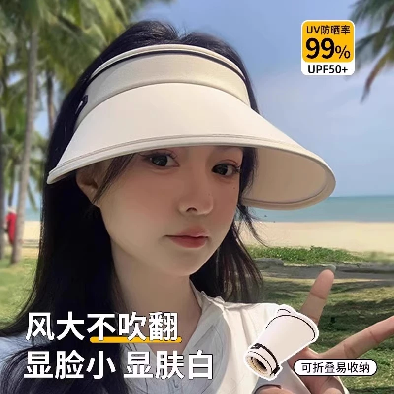 夏季防晒帽女空顶可折叠全方位防紫外线户外防晒2025年新款遮阳帽