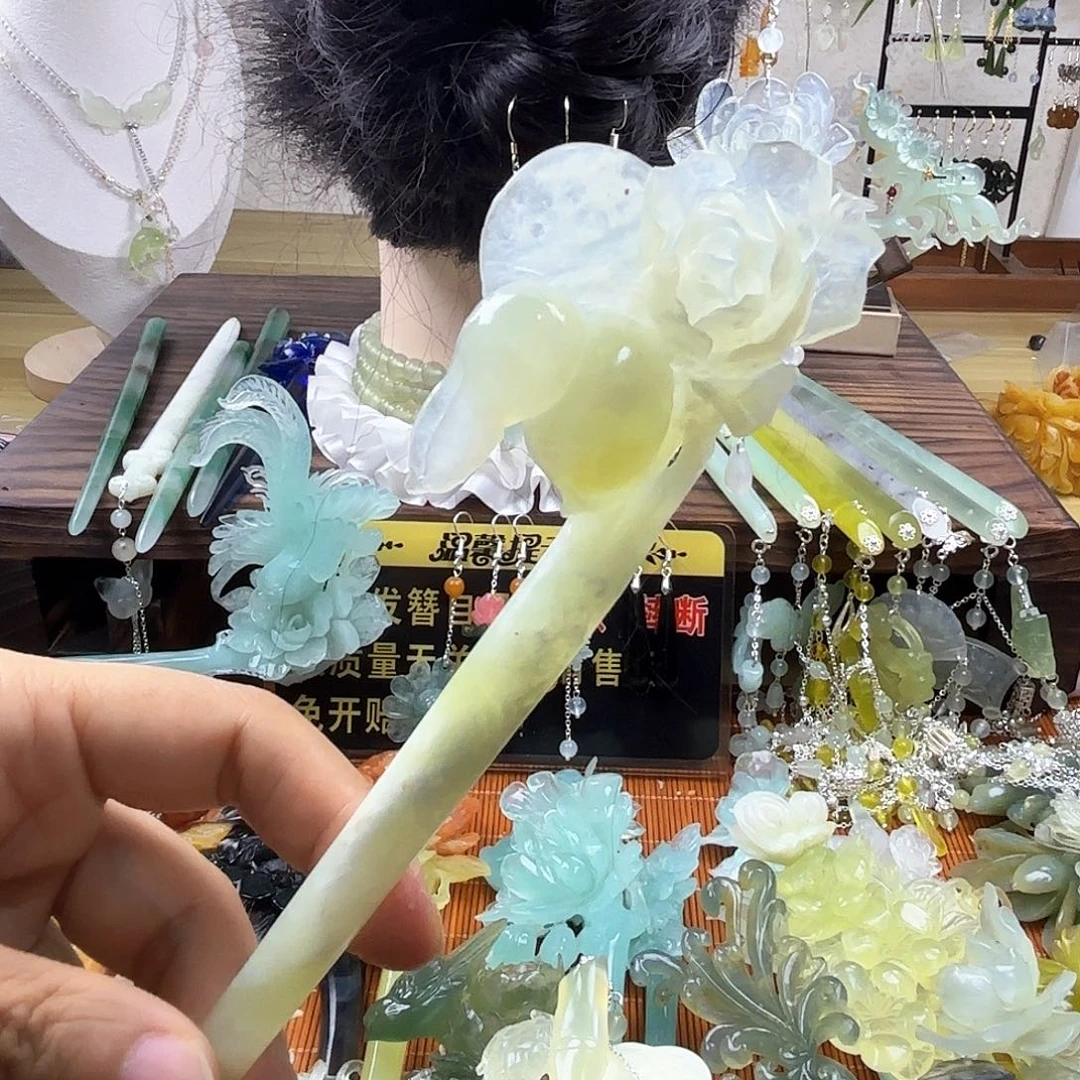 蛇纹石玉合金发饰