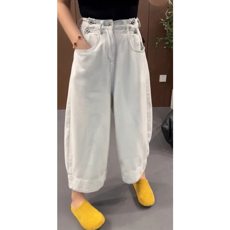 牛仔裤女士2025年春季新款爆款裤子显瘦百搭九分裤高腰宽松阔腿裤