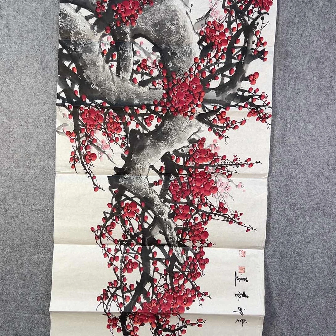 国画383 花鸟在树丛的顶端鸣叫叫声中