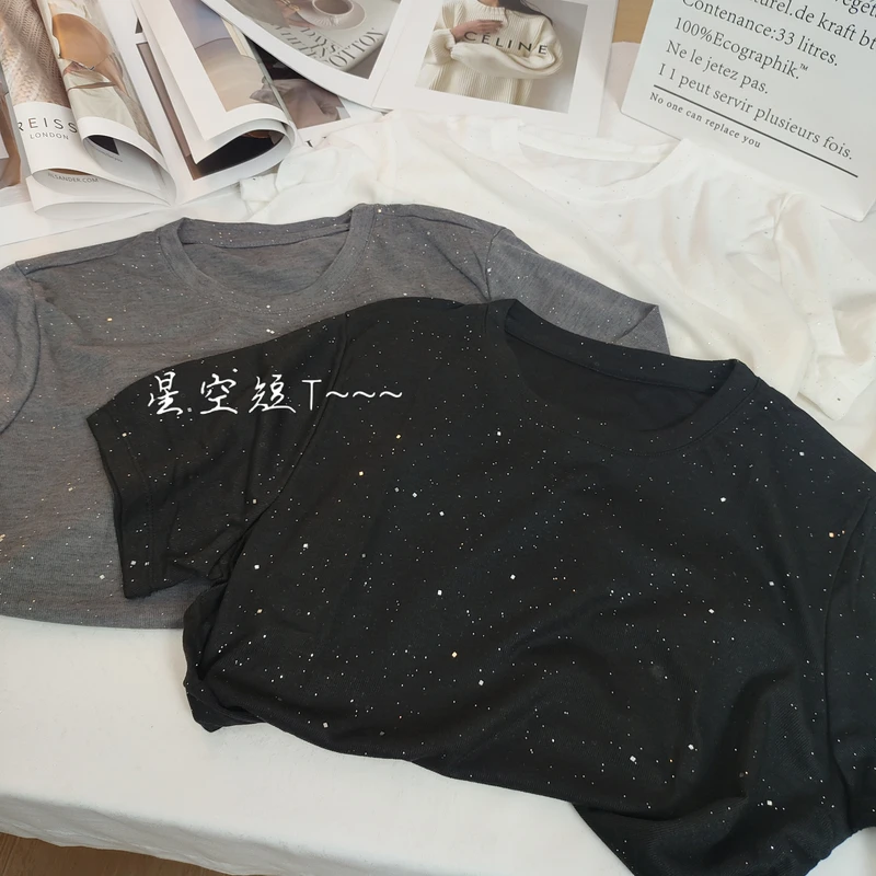 【倩倩精选】春秋季新款百搭星空气质时尚休闲短袖套头针织衫A065#