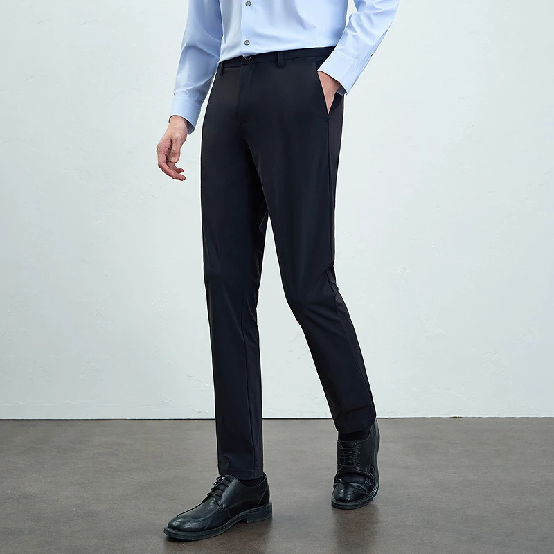 EMZ鄂尔多斯男士夏日薄款四面弹防晒顺滑透气百搭纯色直筒裤