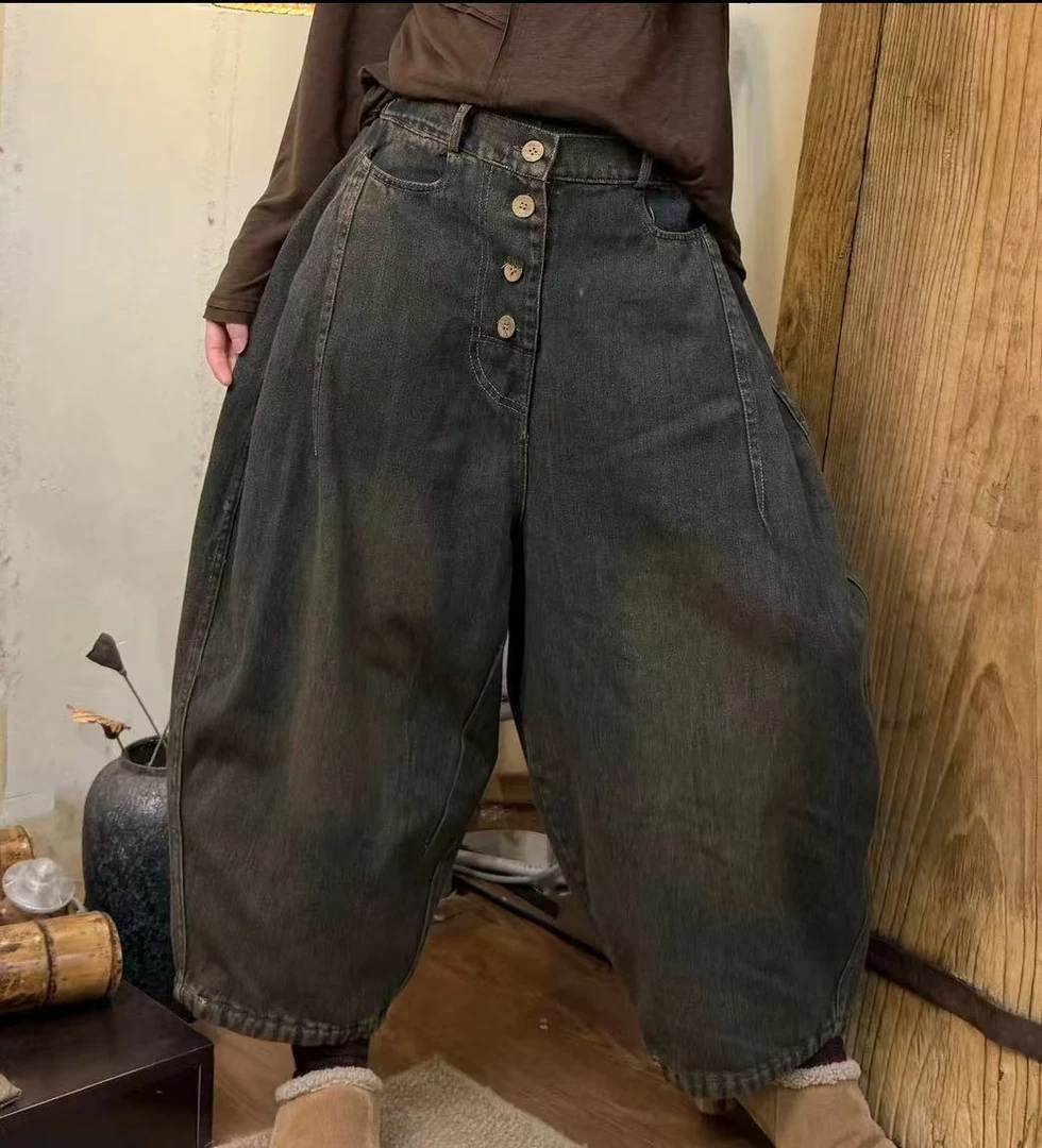 纽扣单层牛仔裤时尚百搭潮流0818010-1