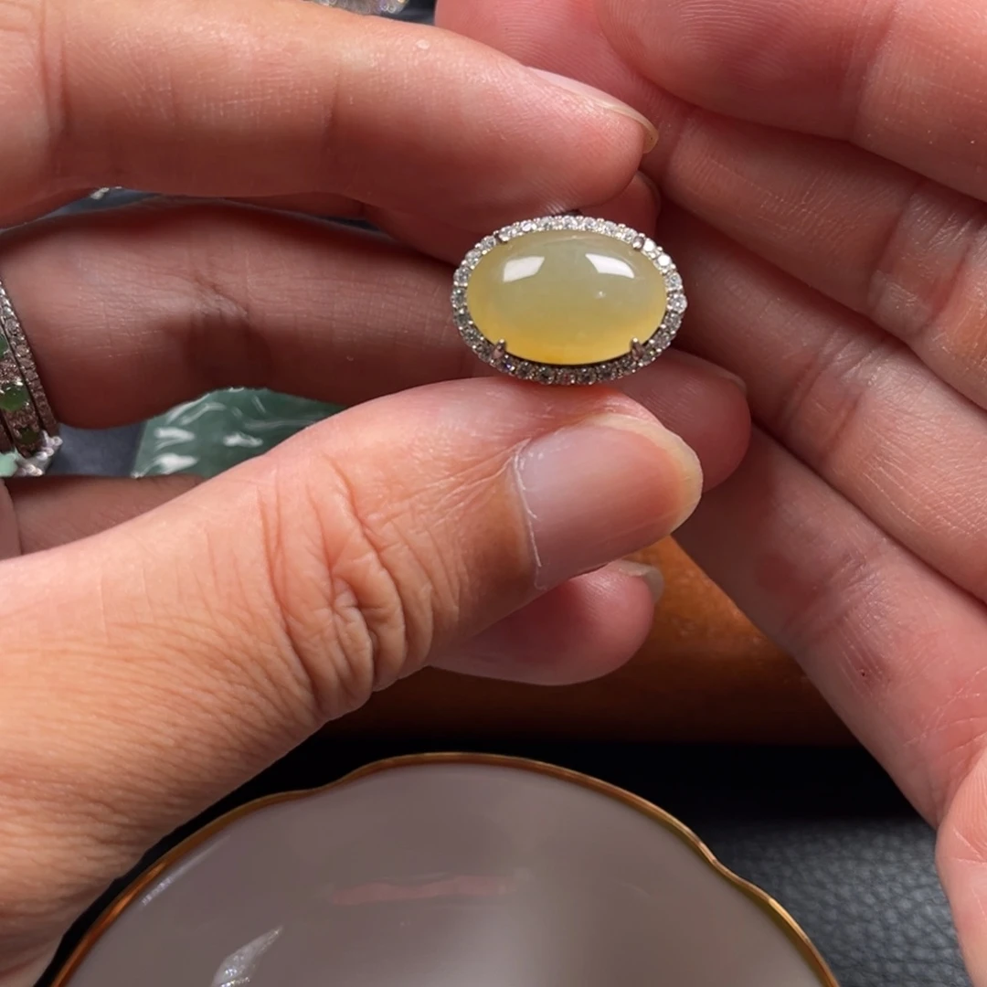 银S925镶嵌戒指翡翠缅甸翡翠A货