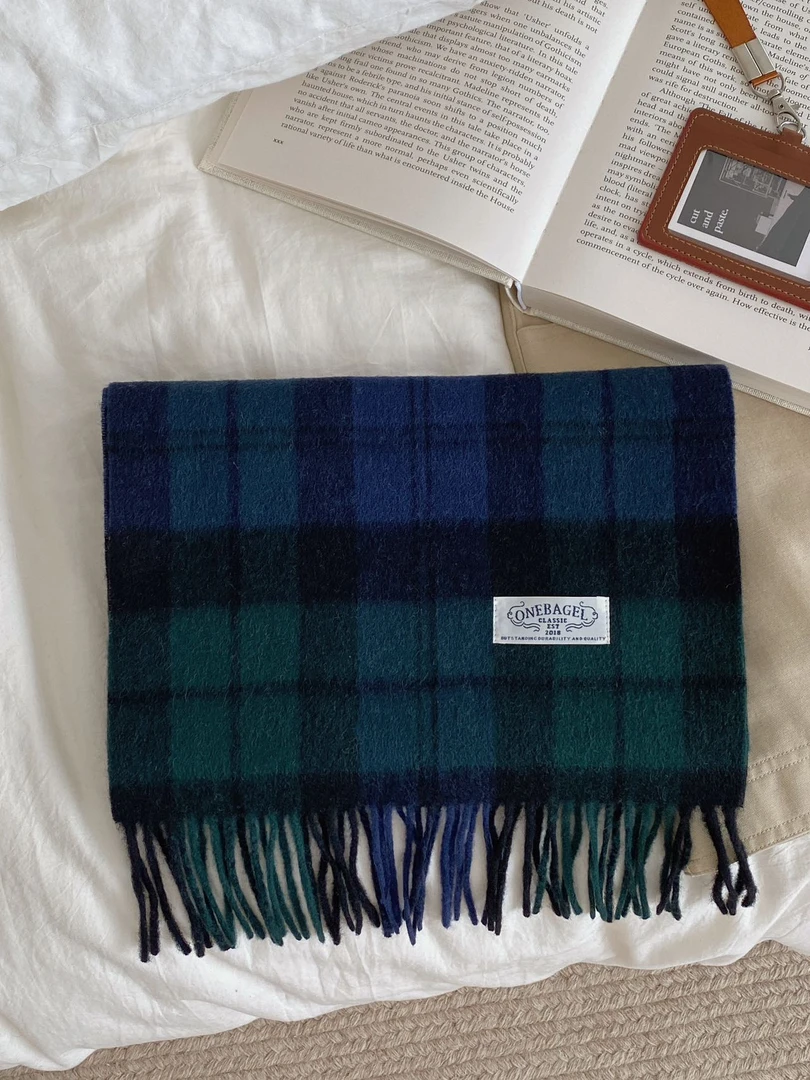 100%羊毛秋冬氛围感百搭经典复古格子围巾女