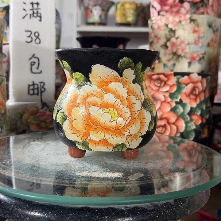 景德镇手绘花盆满38包邮偏远地区除外