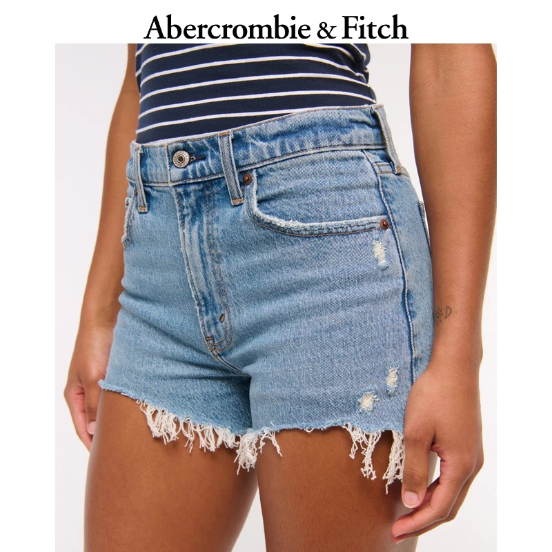 AF美式百搭复古气质水洗磨边高腰牛仔短裤25夏季女装149-5070