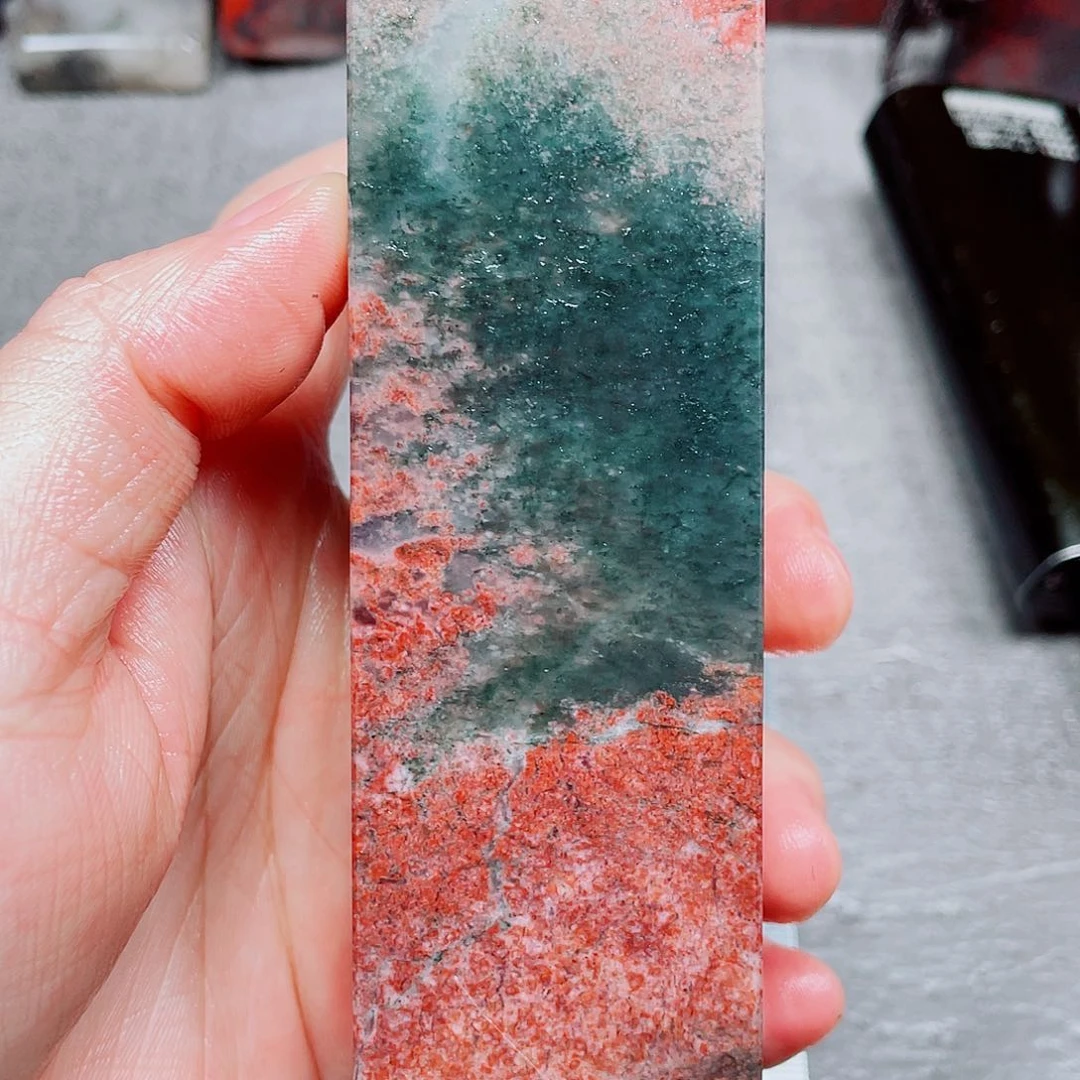 桂林鸡血玉素章镇尺3.7左右15