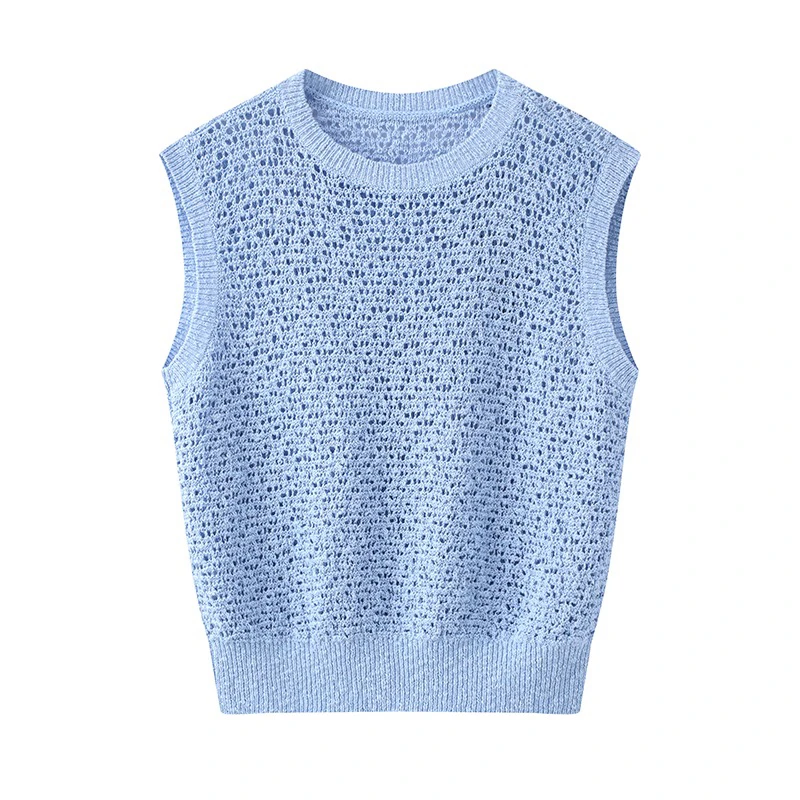 艾家2025 新款 简约大方针织镂空百搭上衣8102