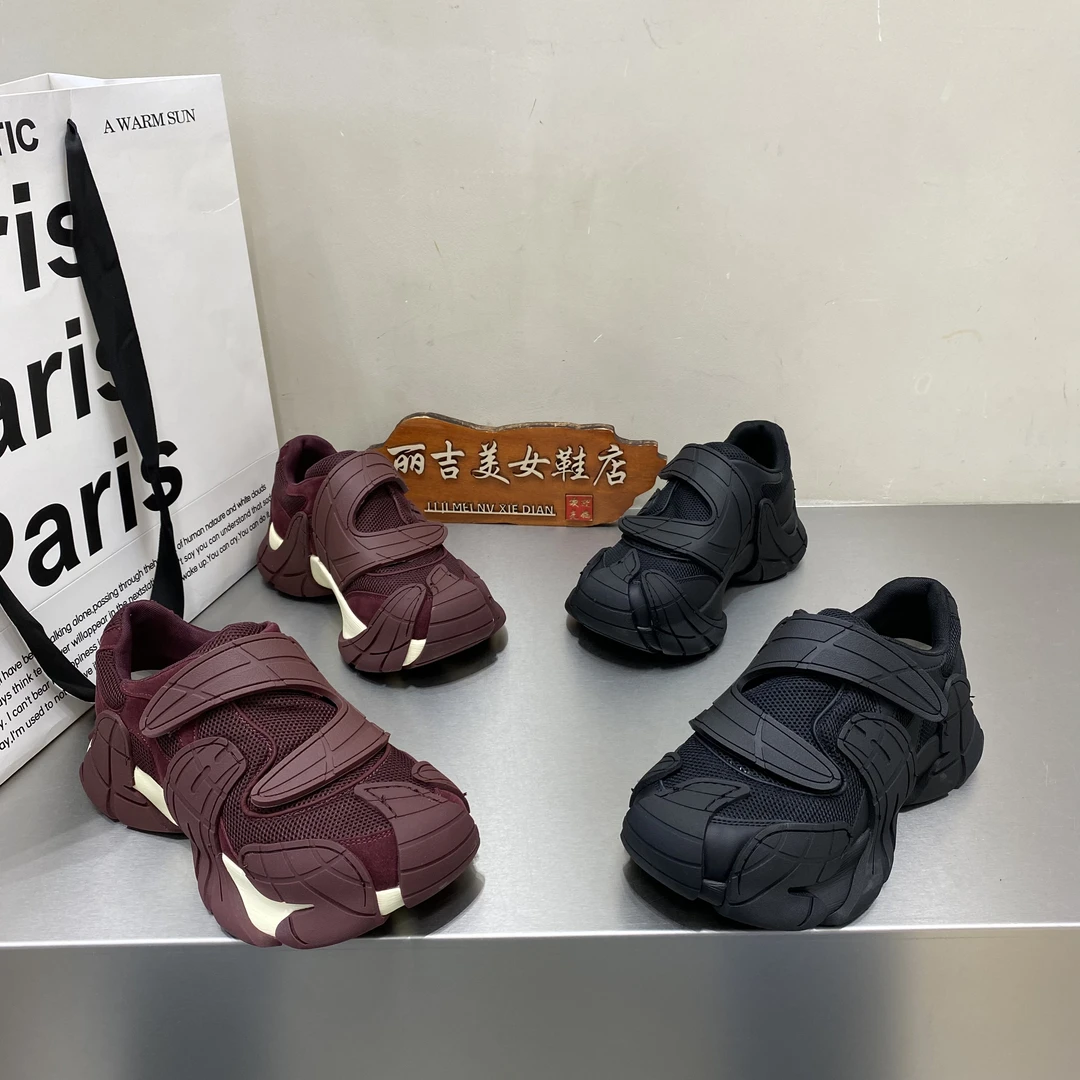欧货爆款魔术贴八爪鱼老爹鞋女2025真皮洋气透气时尚百搭休闲鞋潮