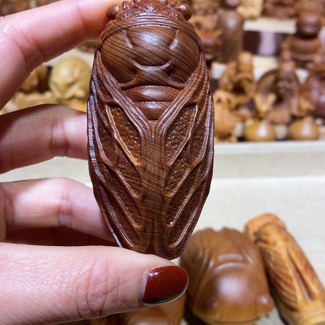 木久**乐崖柏手把件，一鸣惊人