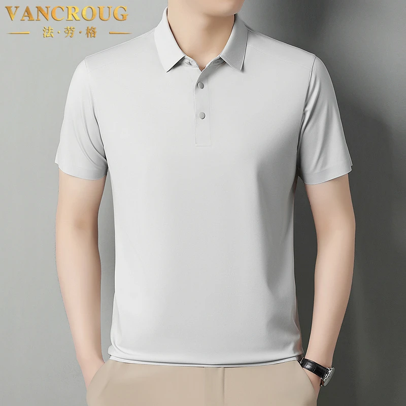 VANCROUG/法劳格短袖POLO衫男士夏季百搭纯色休闲翻领透气无痕T恤